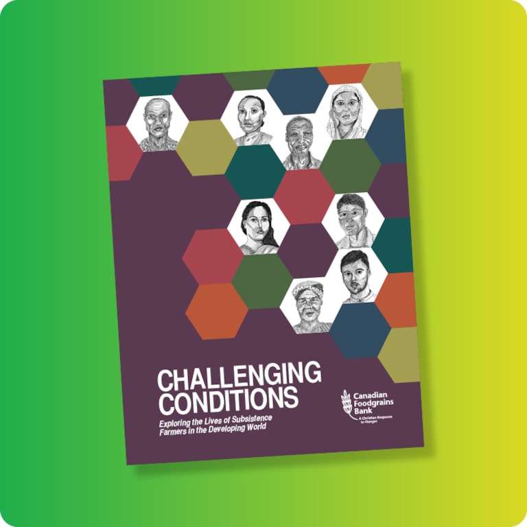 Challenging Conditions teacher guide cover on green and yellow gradient background