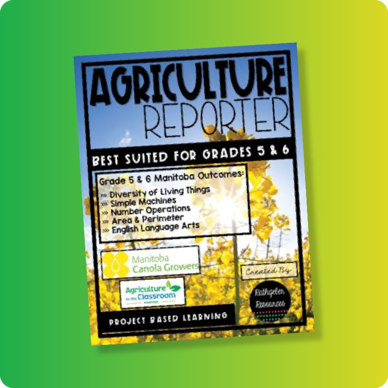 Agriculture Reporter teacher guide cover on green and yellow gradient background